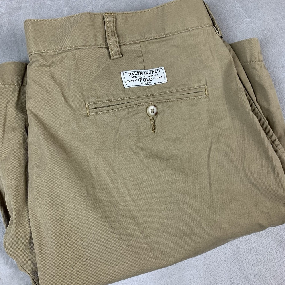 Polo Ralph Lauren Tyler Chino Shorts Men 40* Beige Pleated Front Cotton Casual